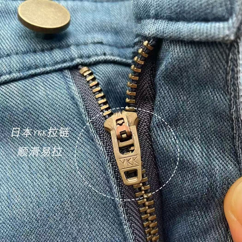 高腰蜜桃提臀抗皱针织软牛仔